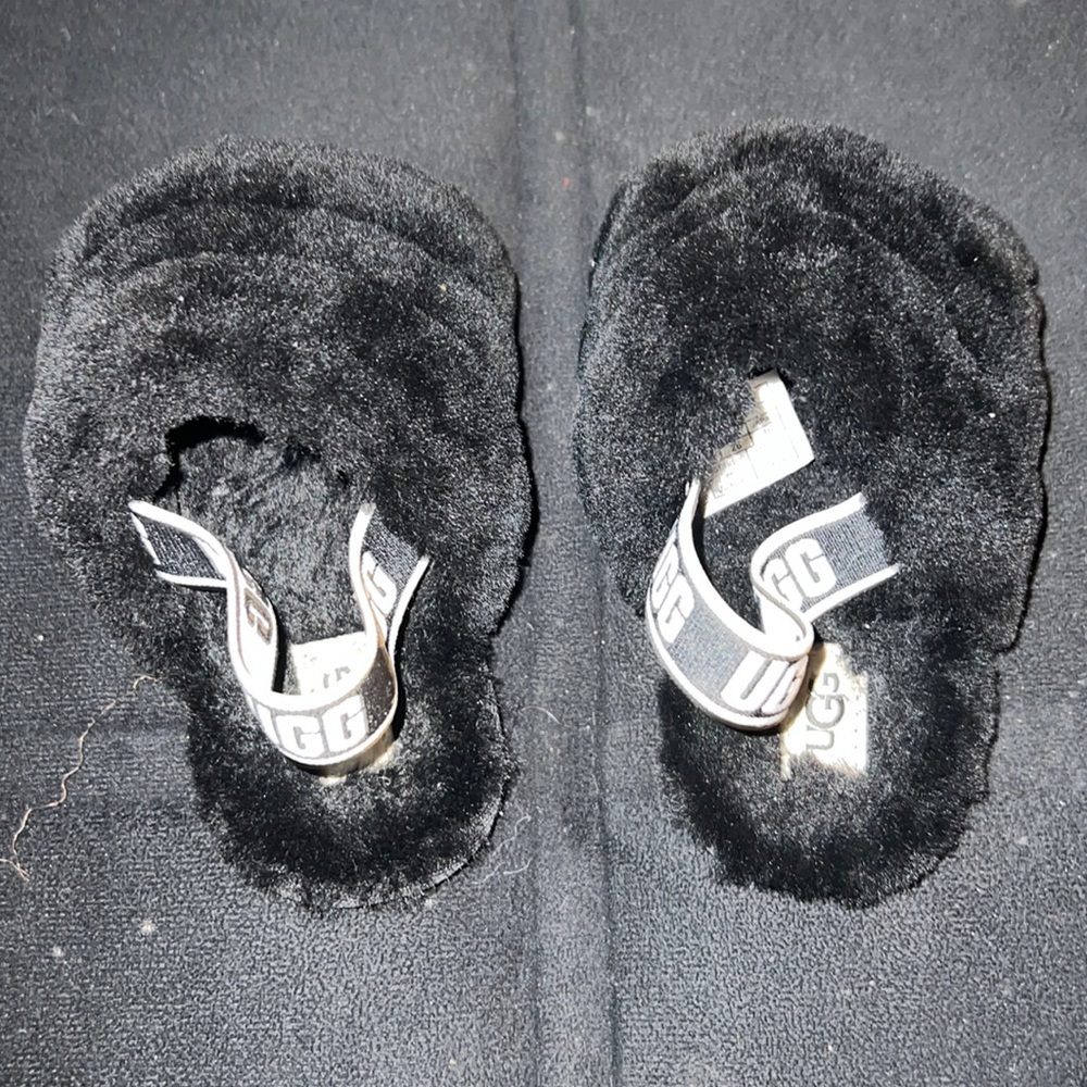 Black Ugg Fluff Yeah Slide